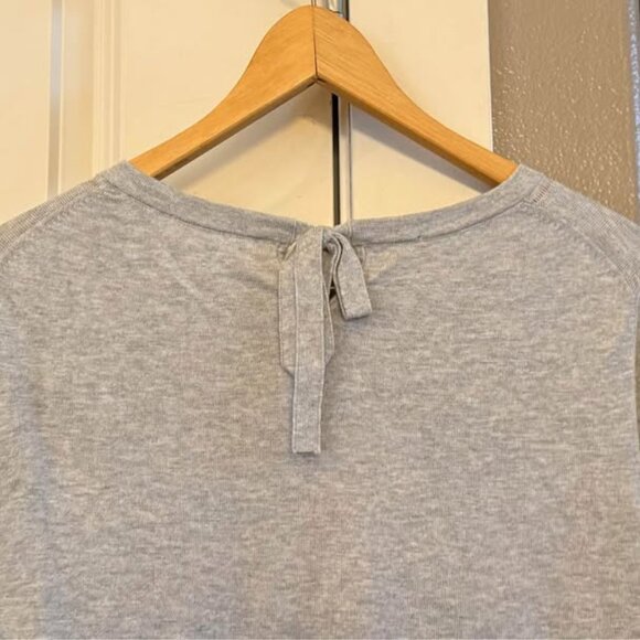 Women Talbots Lightweight Gray Flamingo Tie Back Long‎ Sleeve Sweater-Size Small - Picture 4 of 10